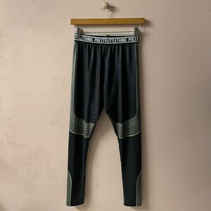 Pretty Little Thing Black & Sage Green Leggings Size 6 GUC
